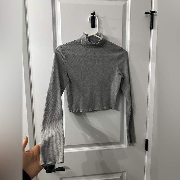 aerie Tops - 096. Aerie Gray Ribbed Crop Top